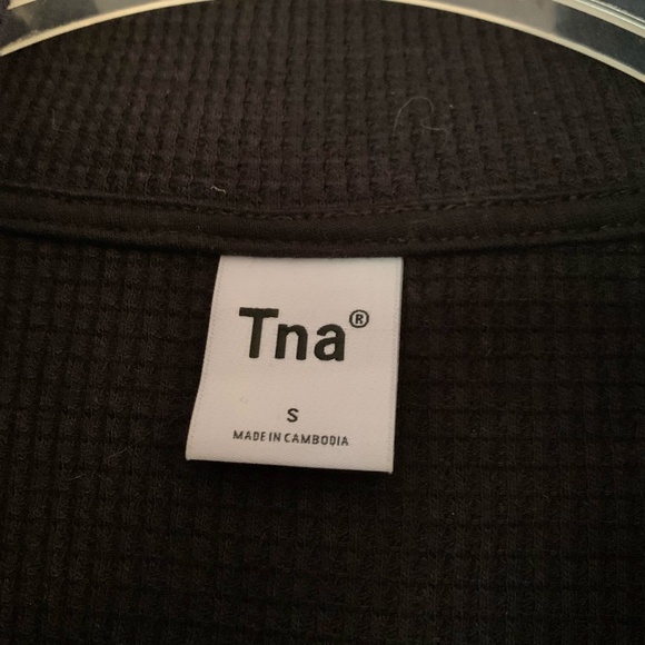 TNA black waffle knit henley top with quarter zipper - Picture 2 of 7